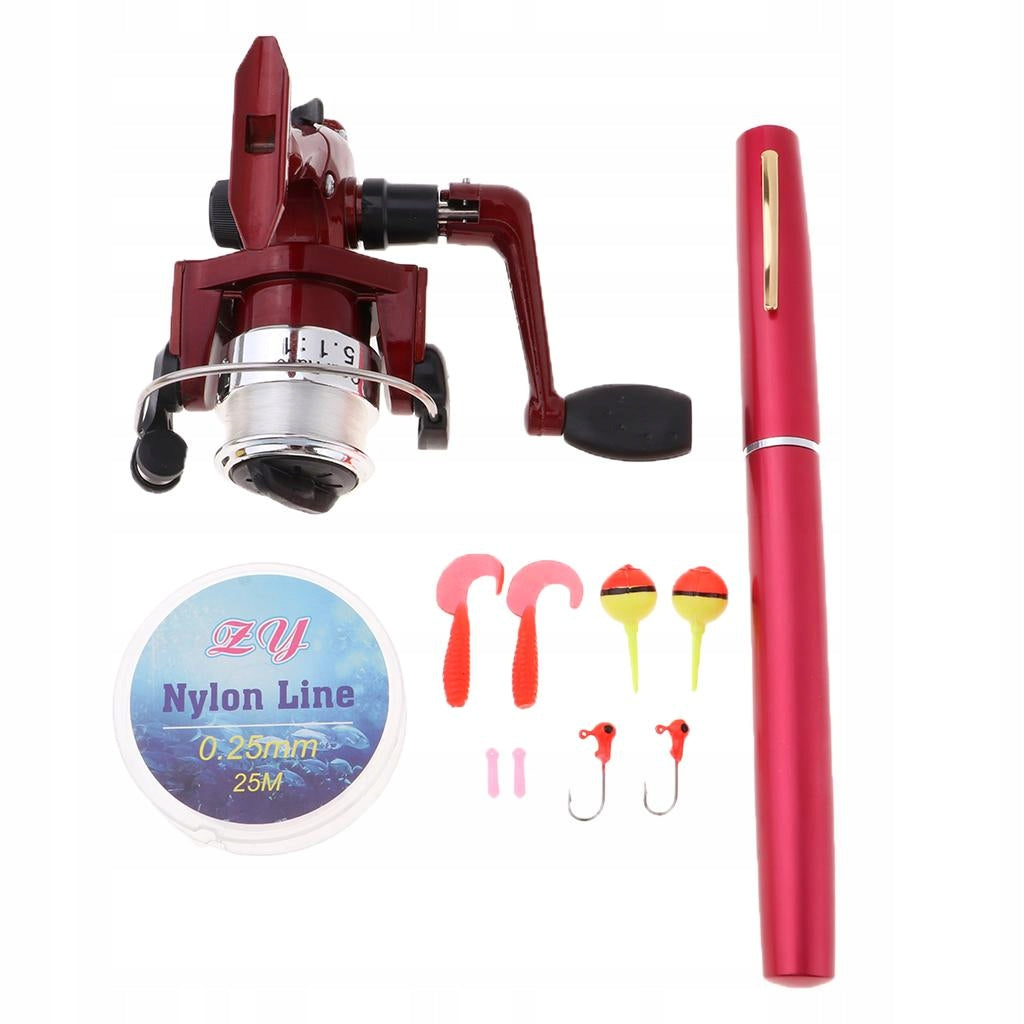 Portable Fishing Pole Mini Tools Red Brand no brand
