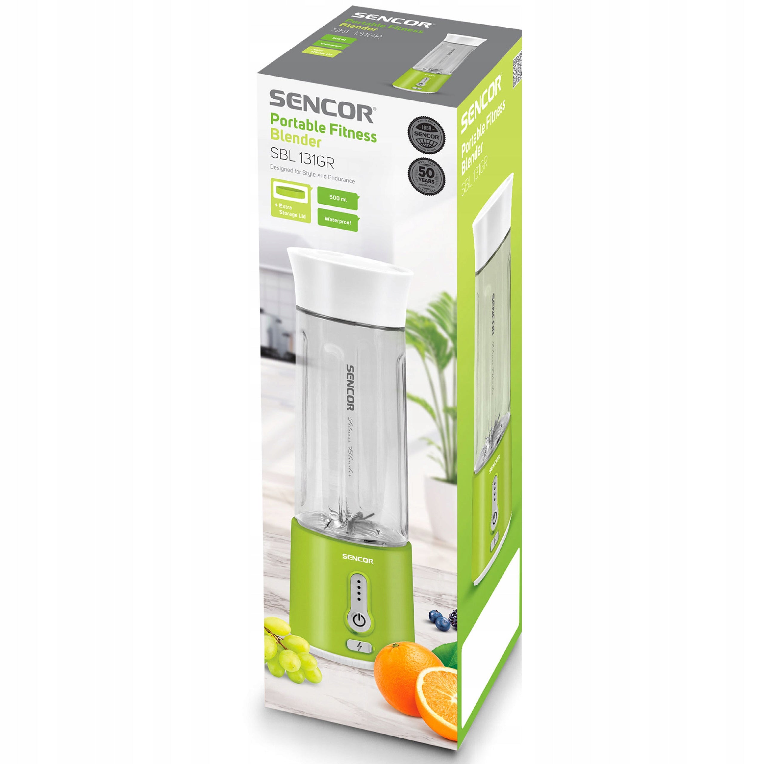 Portable Fitness Blender 500 ml Sencor SBL 131GR USB-C POWER 150W Green Packaging status original