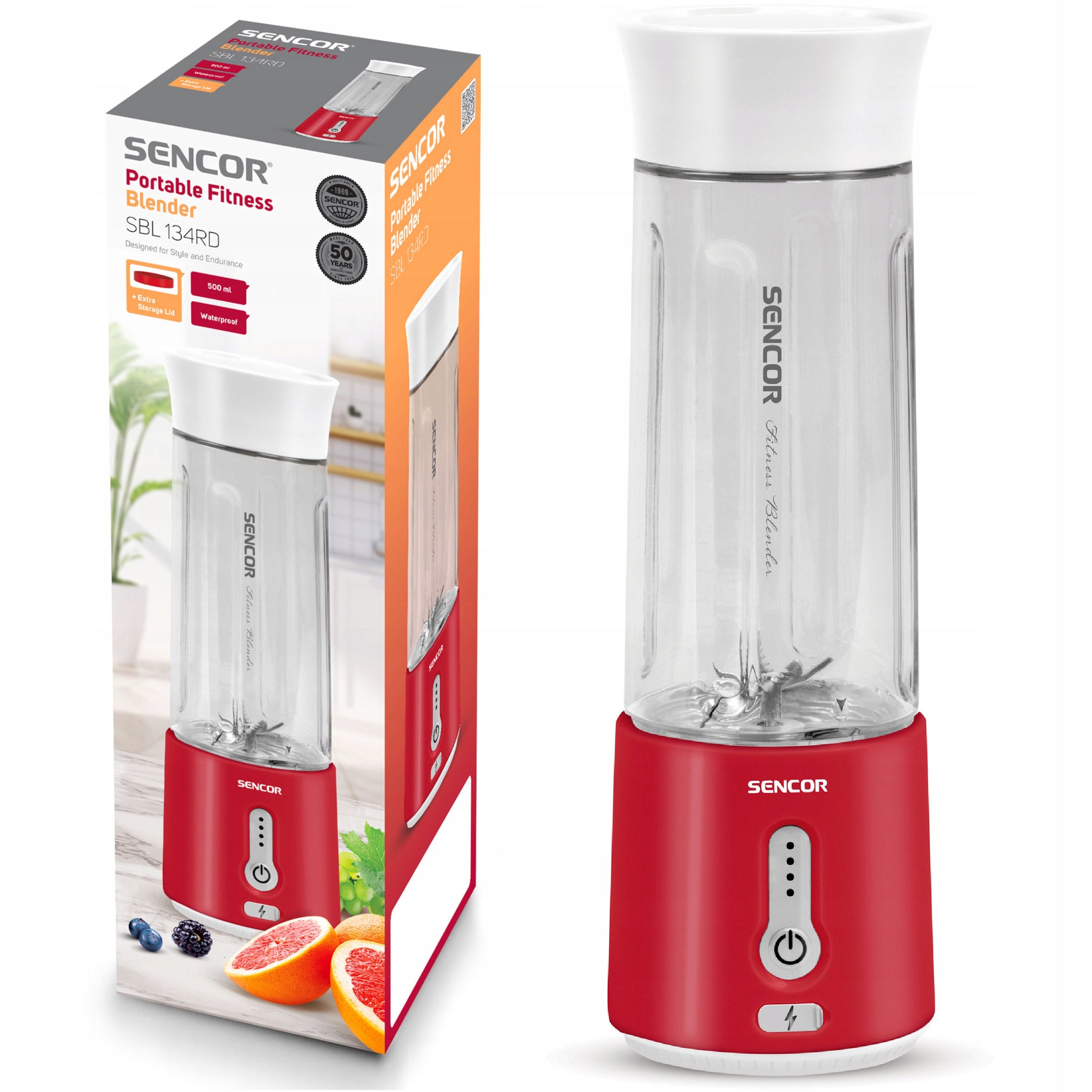 Portable Fitness Blender 500 ml Sencor SBL 134RD USB-C POWER 150W Red