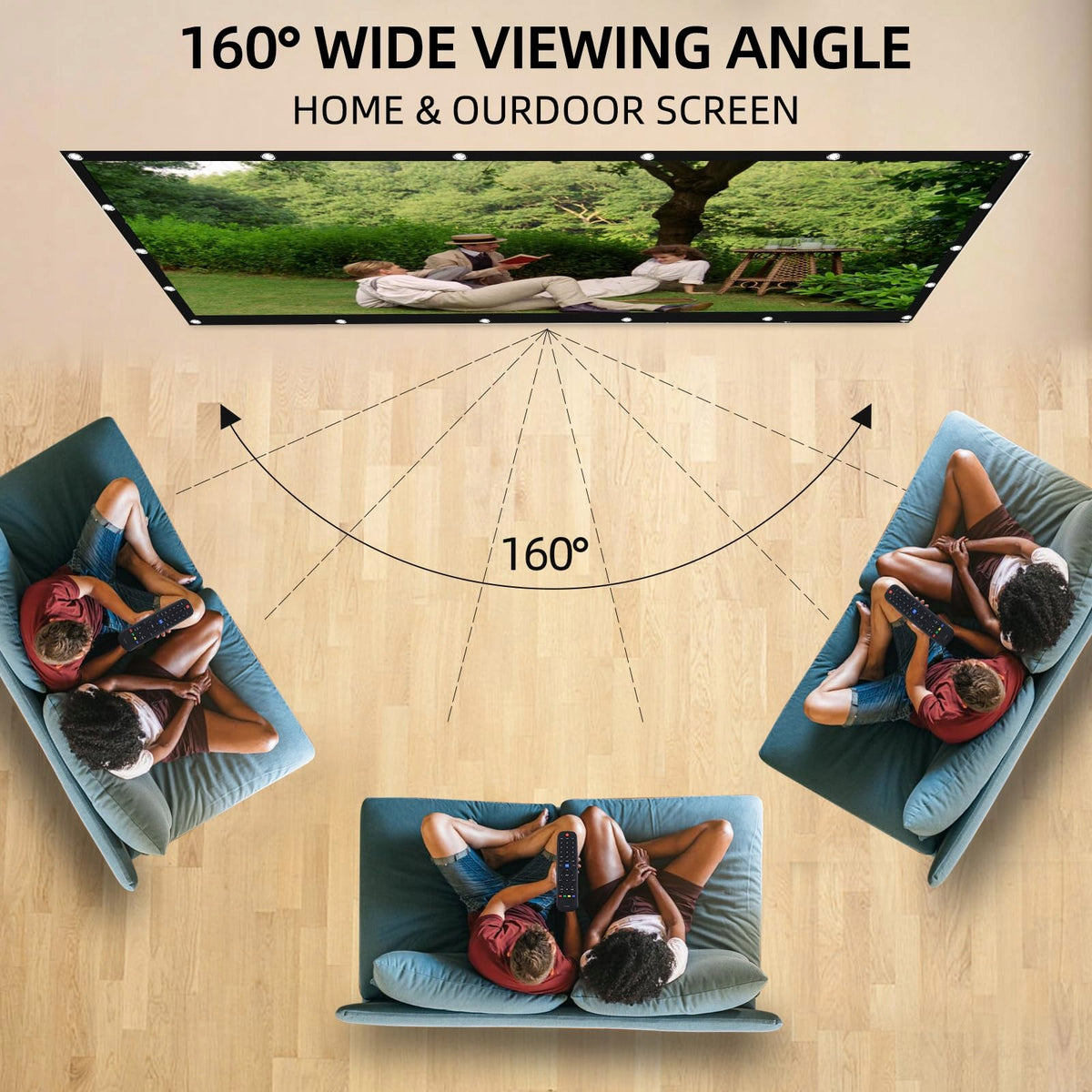 Portable Folding Polyester Projection Screen, 120 Inches, 2,65*1,49 Meters Model HGA0318STV2*POL