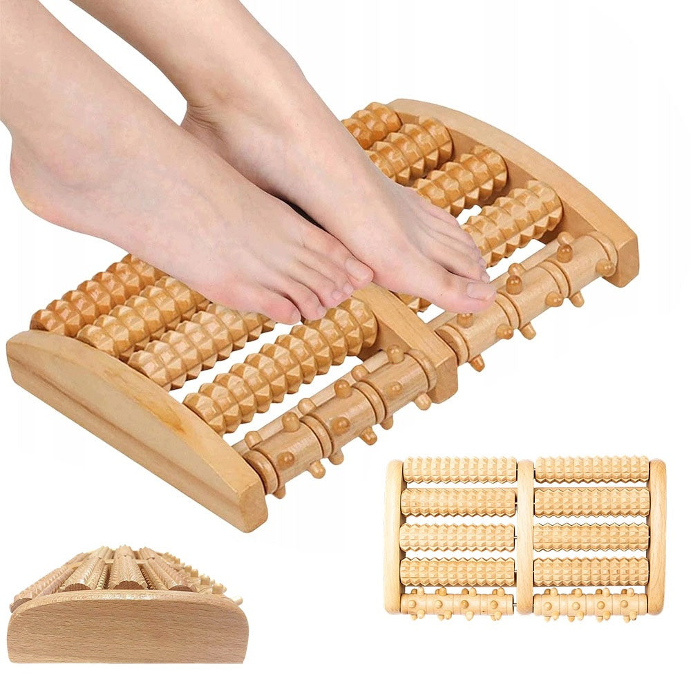Portable Foot Massager Wooden 5 Rows Without Power Travel and Home