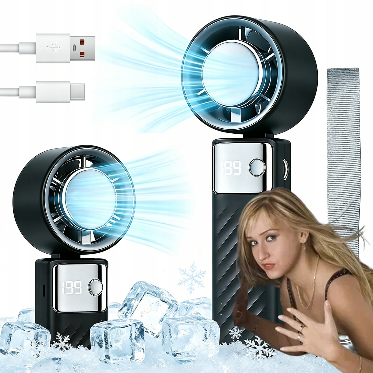 Portable Handheld Fan Mini USB Foldable Desk Fan 5000mAh