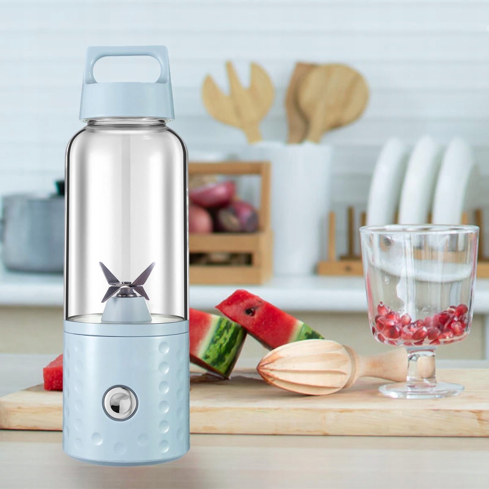 Portable Juicer Blender Sports Bottle Shakes Juicer Mixer Citrus Blue