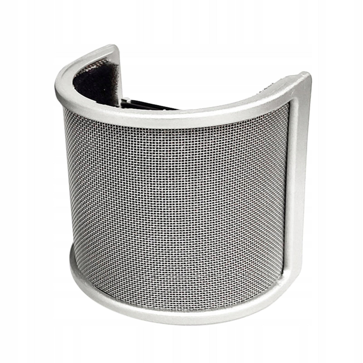 Portable Microphone Pop Shield Windscreen, U Shape, Silver with Cotton Packaging status original