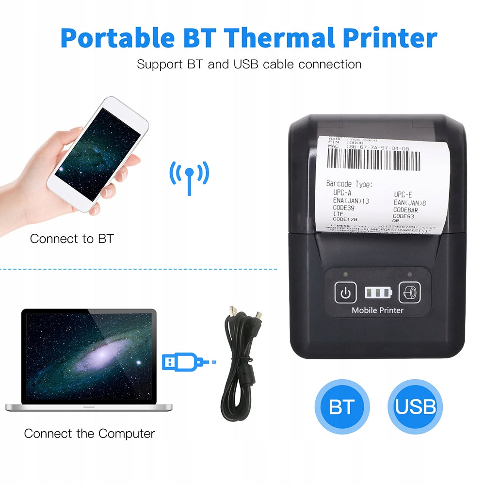 Portable Mini 58mm 2 Inch Wireless FE Thermal Printer Printing technology other