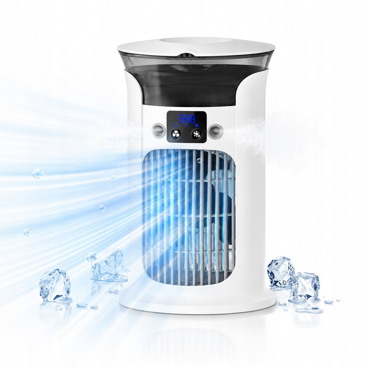 Portable Mist Cooling Fan 880ML USB Air Cooler Humidifier 3 Speeds 7 Light