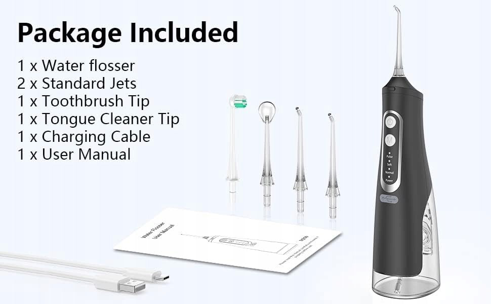 Portable Oral Irrigator 310ml Replacement Nozzle USB C Charger 4 Modes Manufacturer code m209