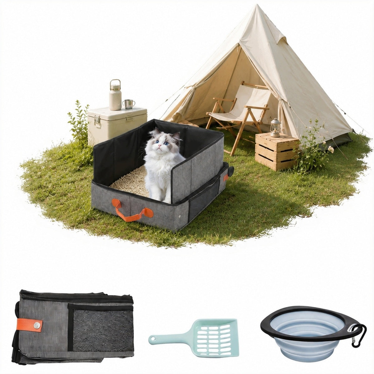 Portable Outdoor Cat Cuvette Tourist For Camping Foldable Travel