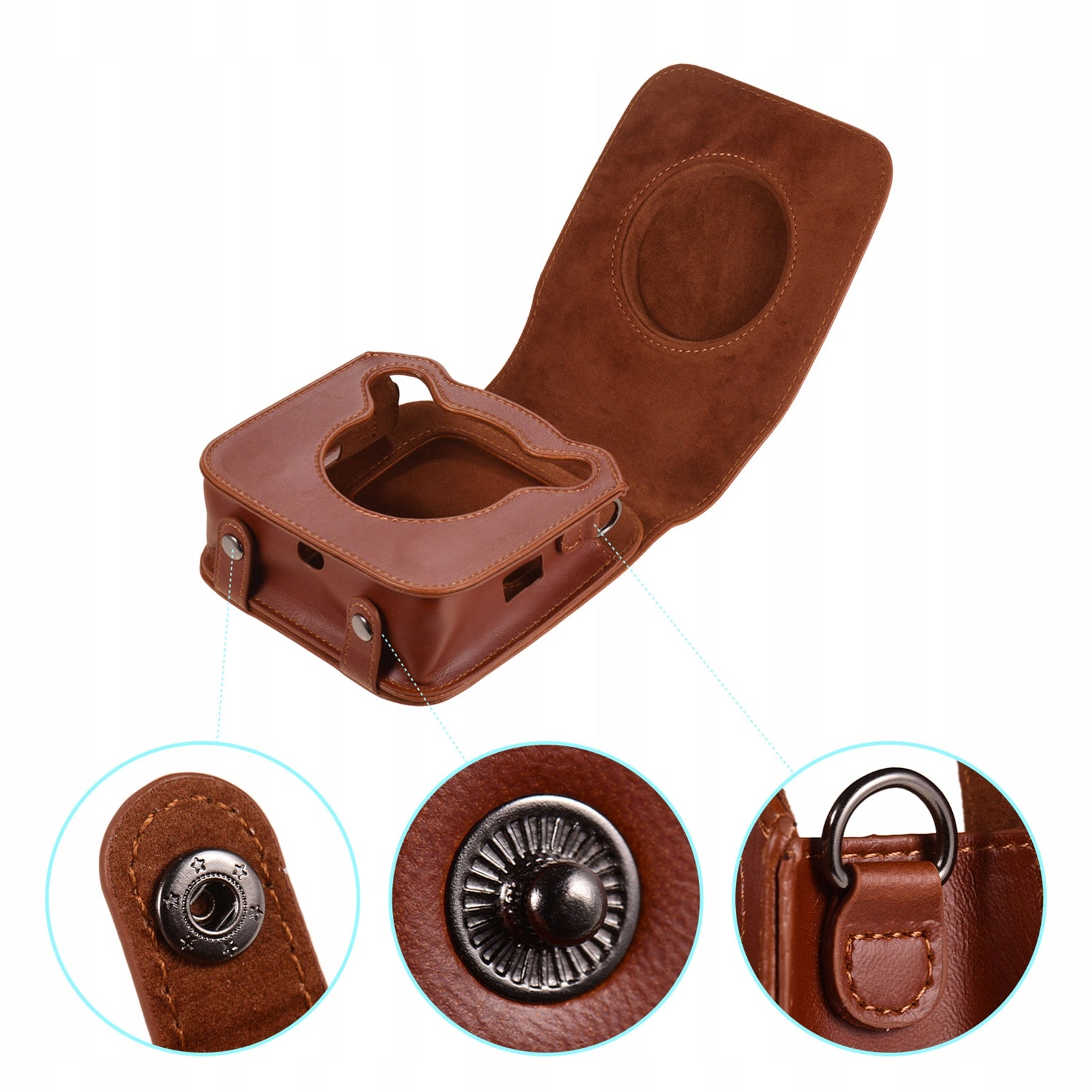 Portable PU Leather Camera Case Bag With Shoulder Strap Compatible Brand no brand