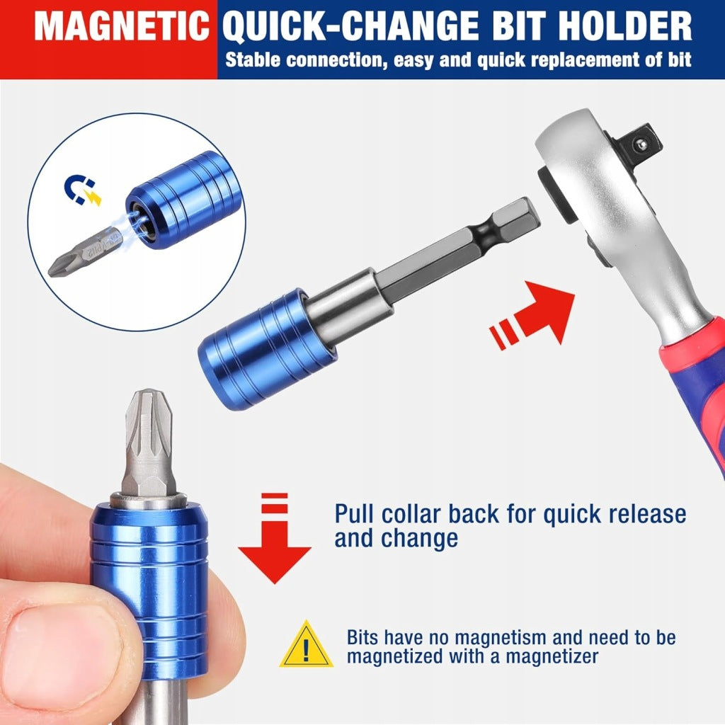 Portable Pocket Handheld Key Set Caps Rattle Bits 1/4 Brand Workpro