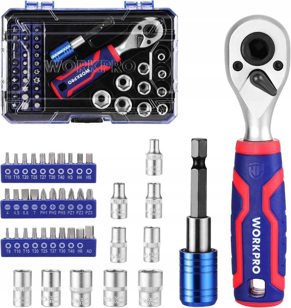 Portable Pocket Handheld Key Set Caps Rattle Bits 1/4