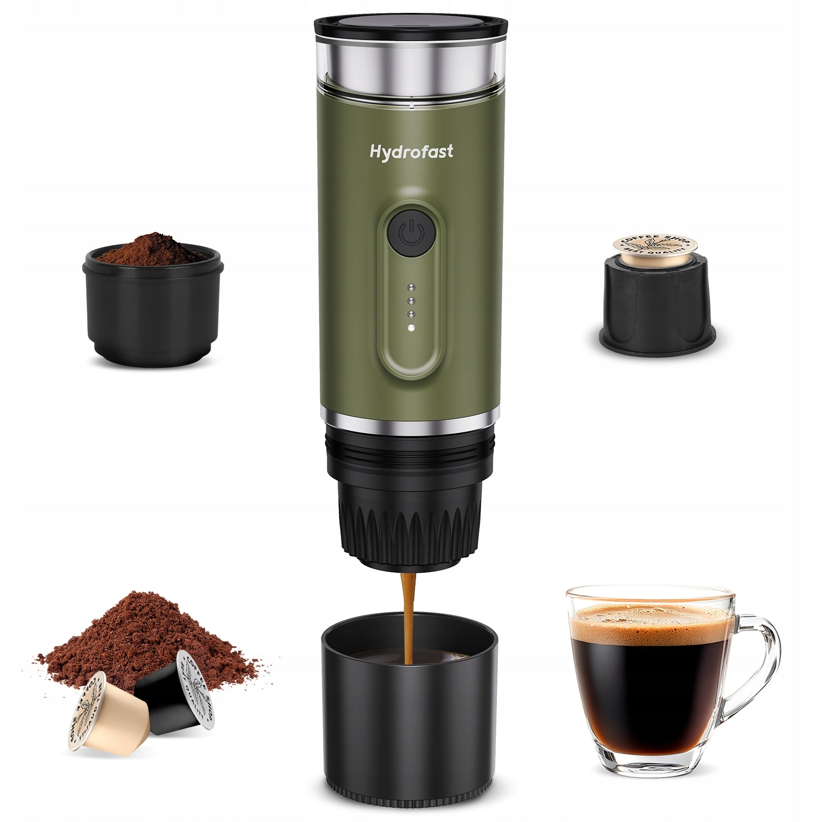 Portable Pressure Coffee Maker 15Bar 2W1 7800mAh Hydrofast PO-100