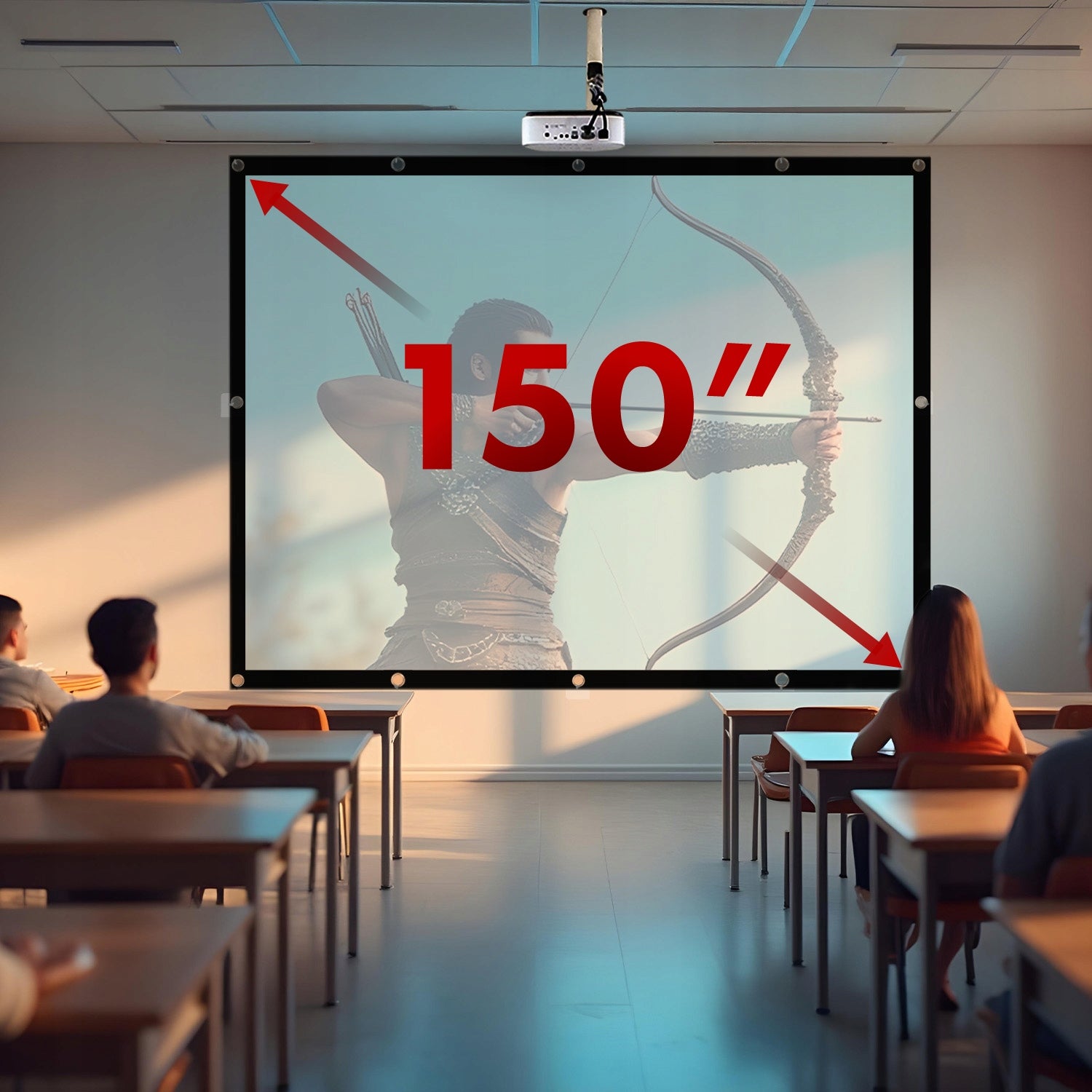Portable Projection Screen 150'' 4:3 300x220cm Easy Installation 179° Angle Packaging status original
