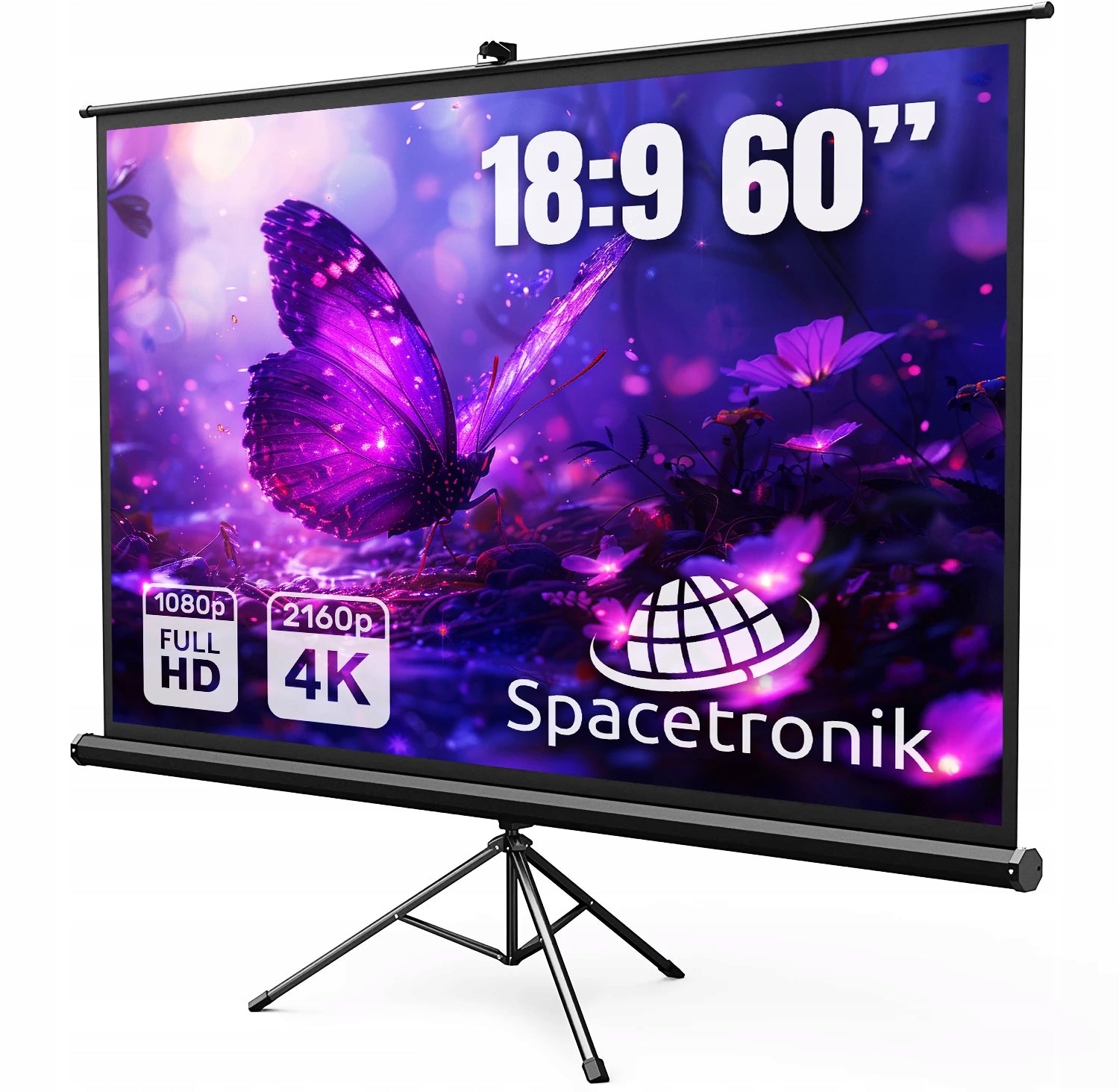 Portable Projection Screen 60 Inch Retractable 16:9 FULL HD 4K +FREEBIE Tripod