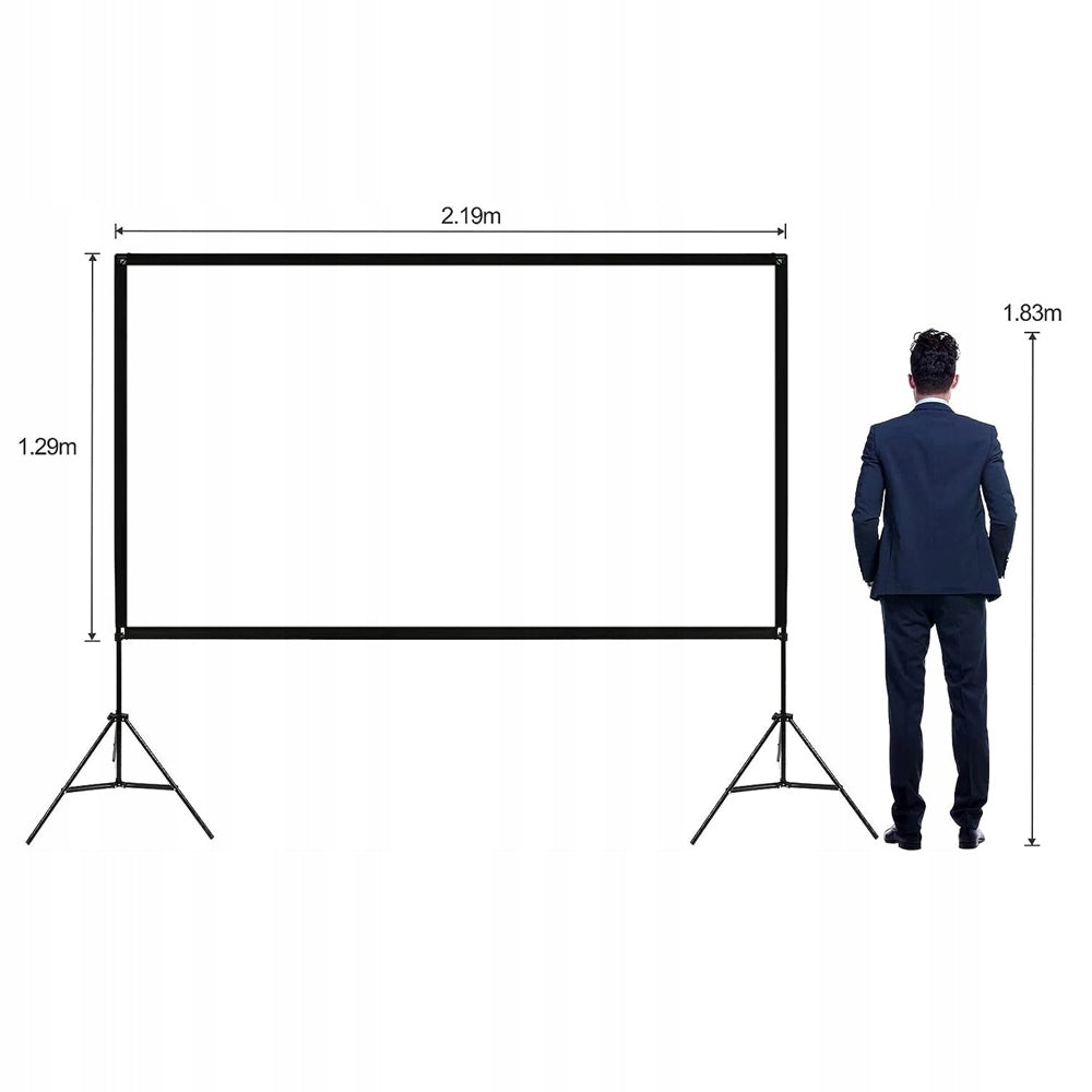 Portable Projection Screen For Outdoor Use 100 Cali 16:9 With Stand Packaging status original