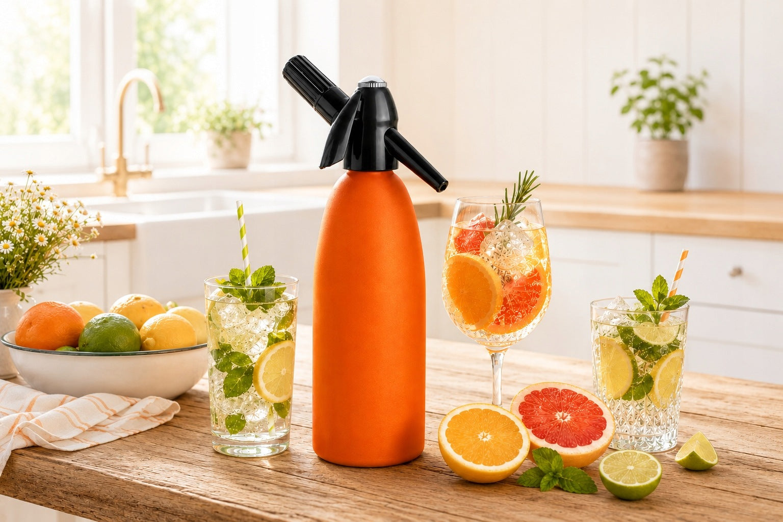 Portable QUICK SODA MAKER siphon saturator for sparkling water 1L Orange Manufacturer code SA-01 I