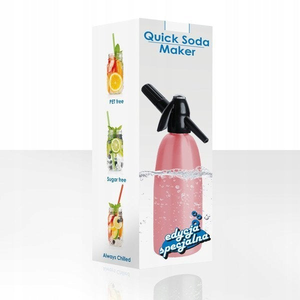 Portable QUICK SODA MAKER siphon saturator for sparkling water 1L PINK ART Manufacturer code SA-01 F