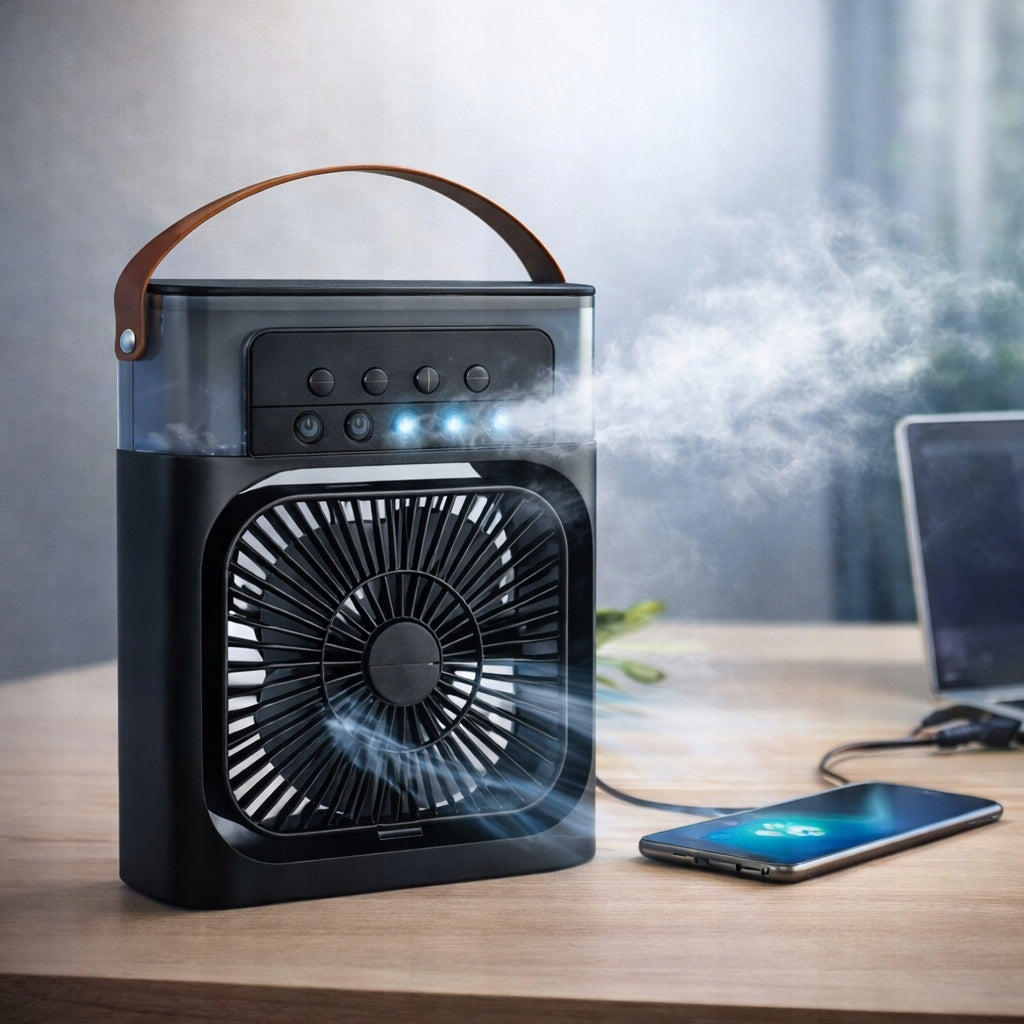 Portable Quiet Fan Humidifier Air Conditioner 3in1 USB for Water Blue Brand no brand
