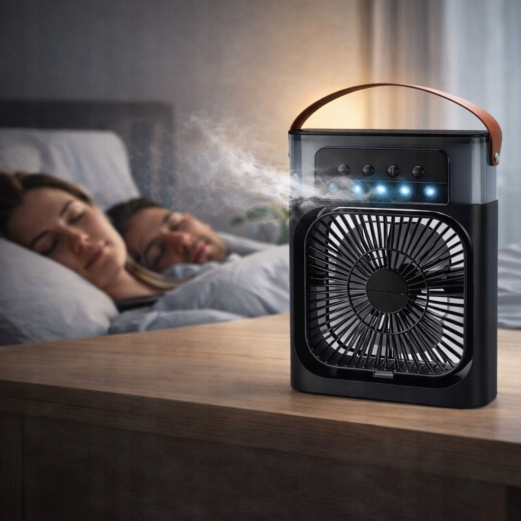 Portable Quiet Fan Humidifier Air Conditioner 3in1 USB for Water Blue Model FUN5
