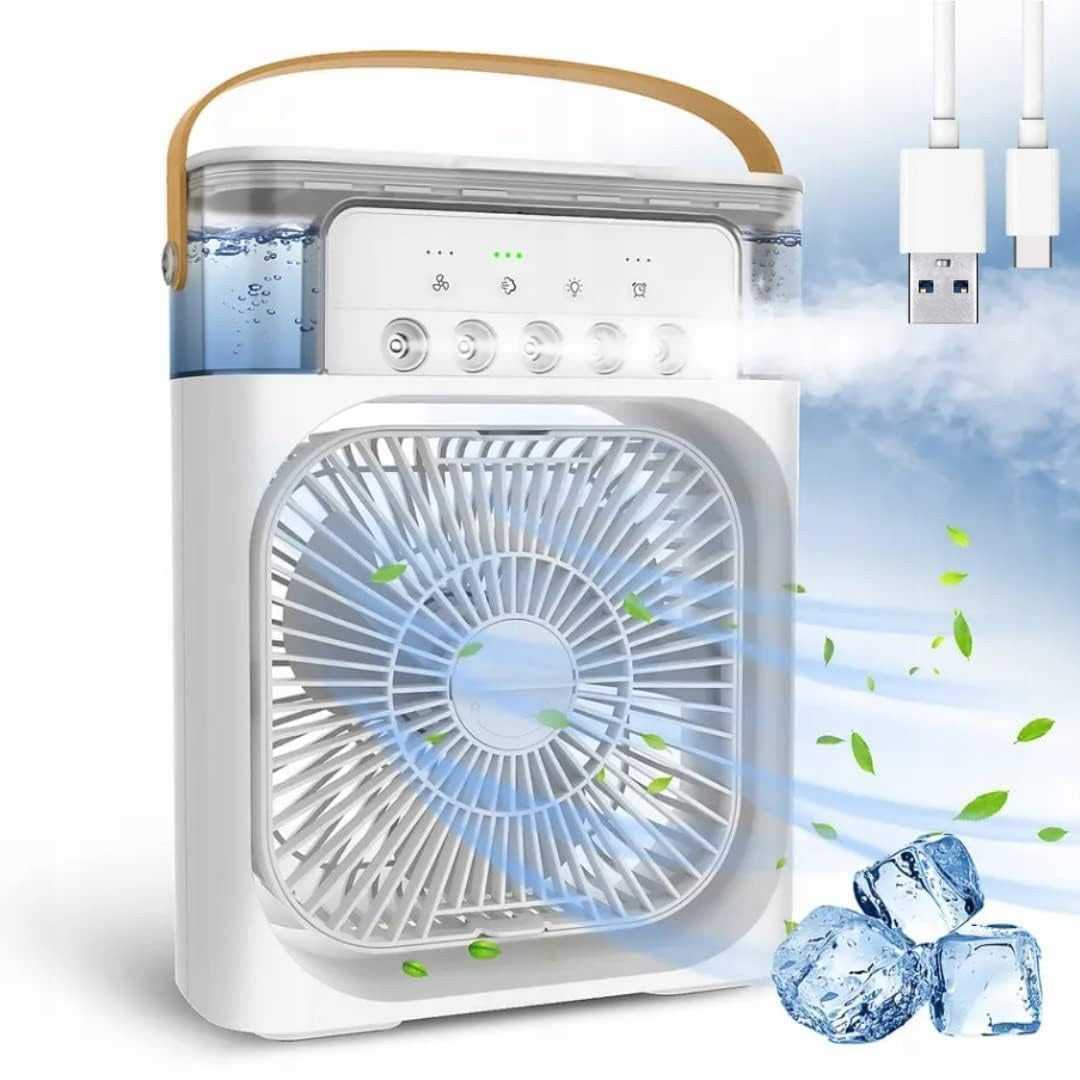 Portable Quiet Fan Humidifier Air Conditioner 3in1 USB for Water - White Brand no brand