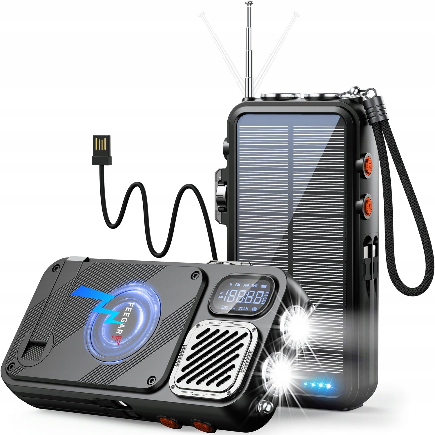 Portable Radio Powerbank Solar Feegar 16000mah Bluetooth Building IP65 Packaging status original