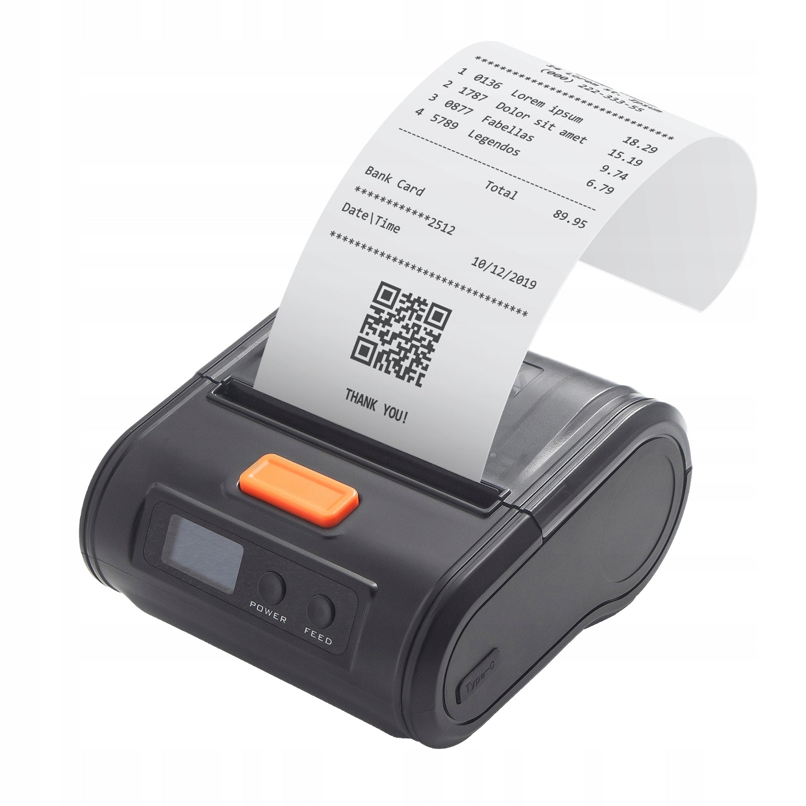 Portable Receipt Printer 80mm Portable POS Thermal Printer With Total