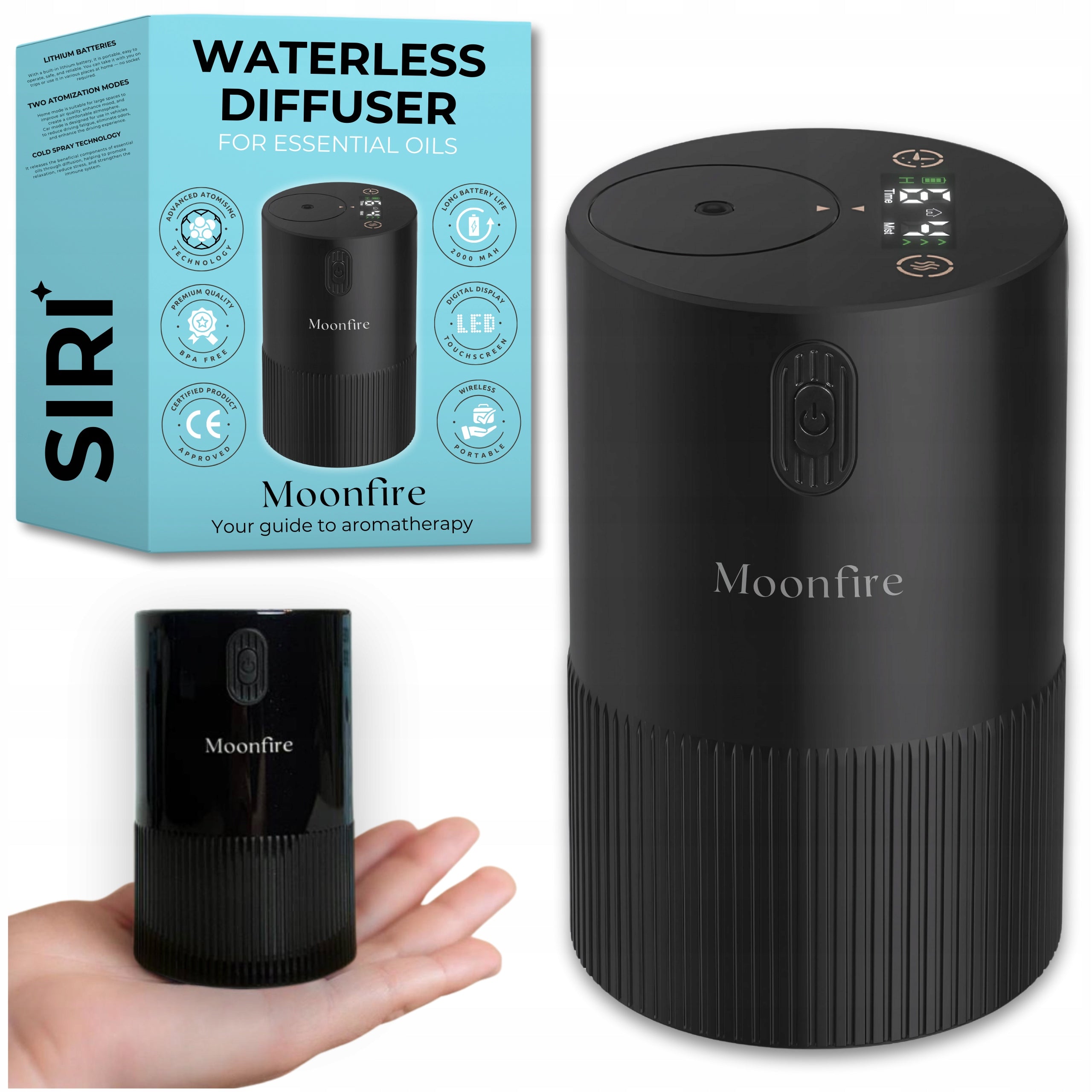 Portable SIRI Diffuser for Essential Oils Nebulizer Silent MOONFIRE