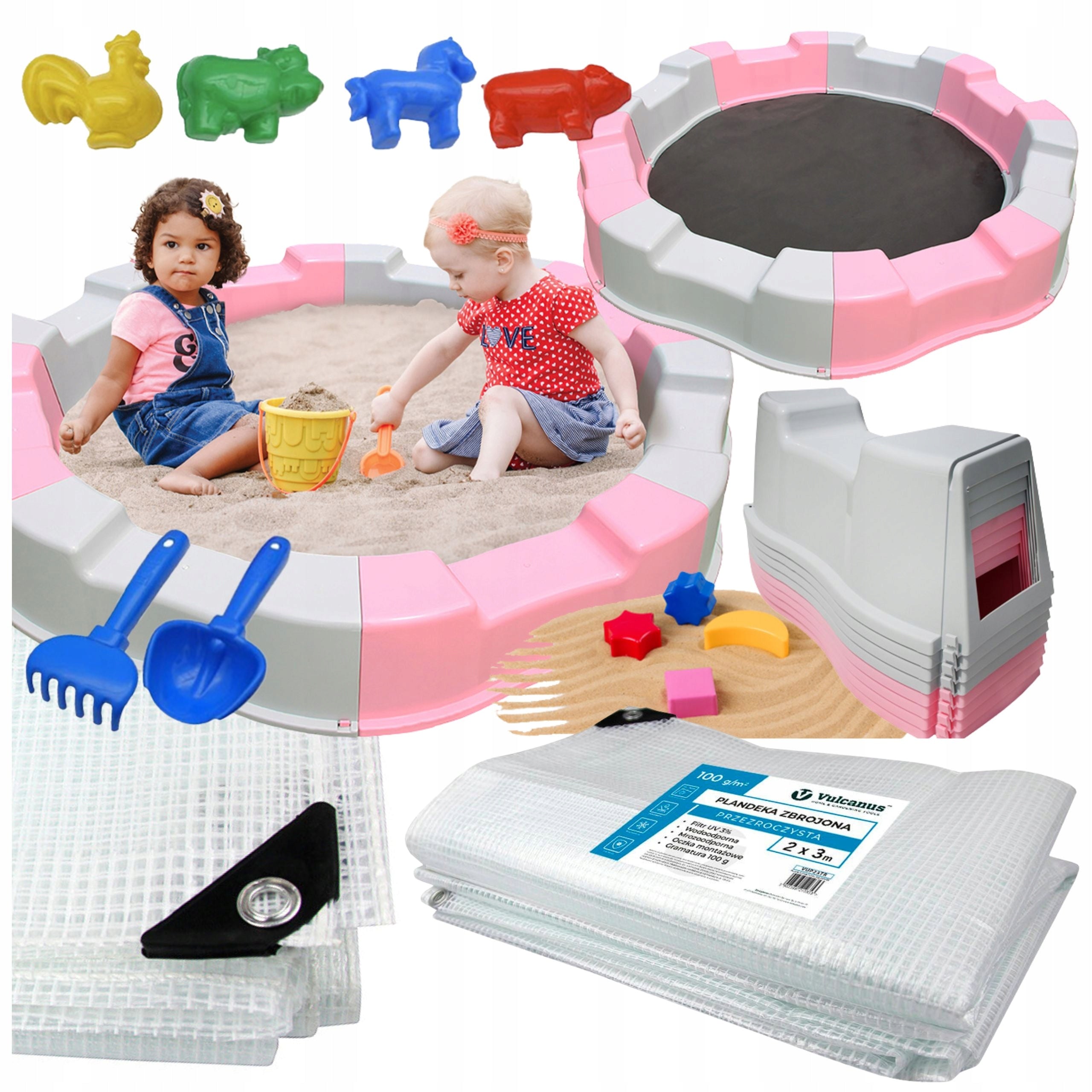 Portable Sandbox Folding 170cm Plastic For Sand Tarpaulin Bottom Toys