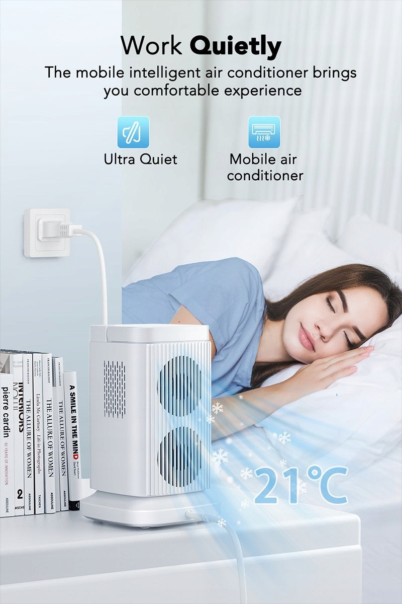 Portable Semiconductor Air Conditioners with Timer, 3 Speeds, Oscillating Dominant color white