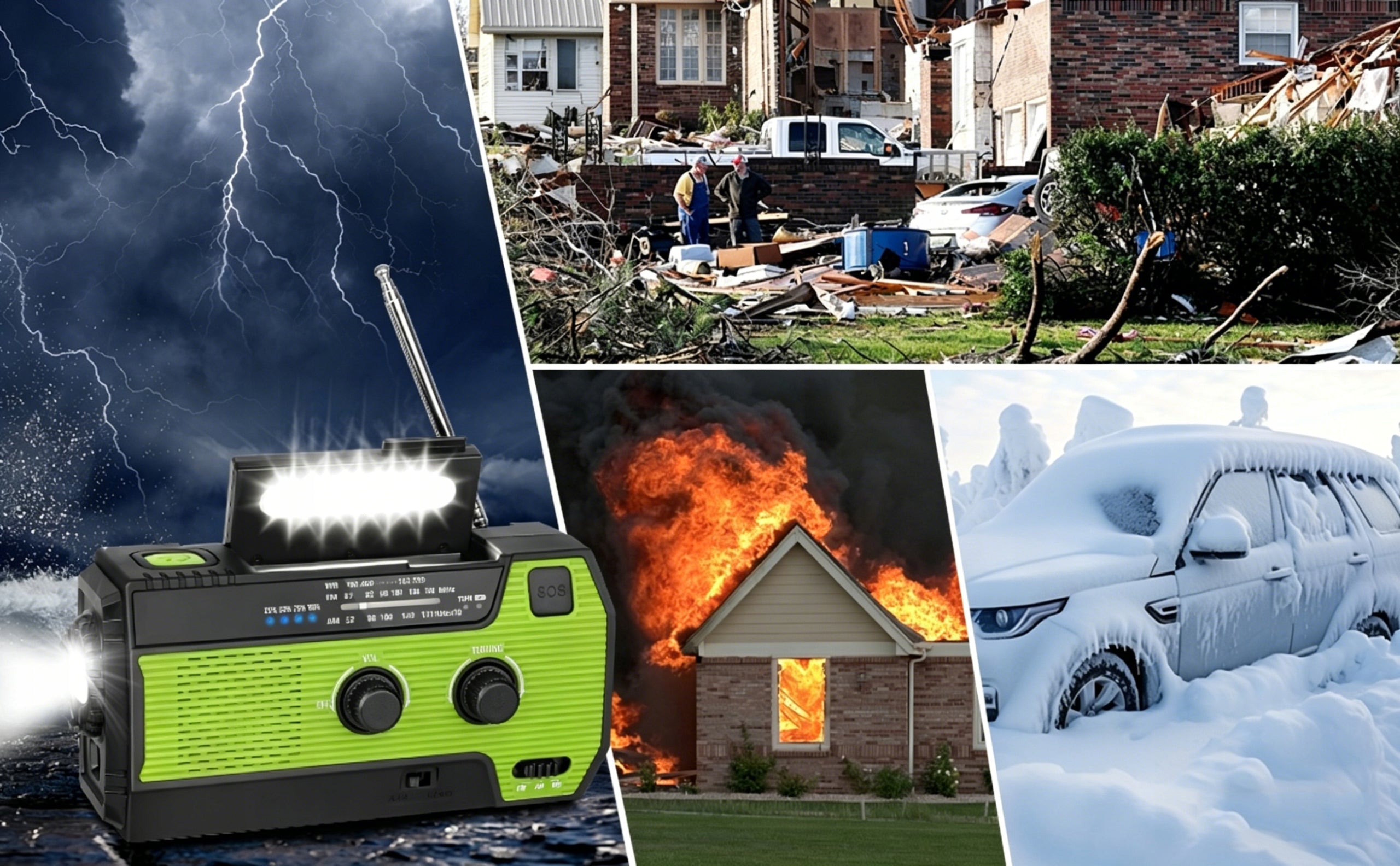 Portable Solar Radio for Crank Emergency Light AlarmSOS 4000mAh Green Manufacturer code 06034339-1