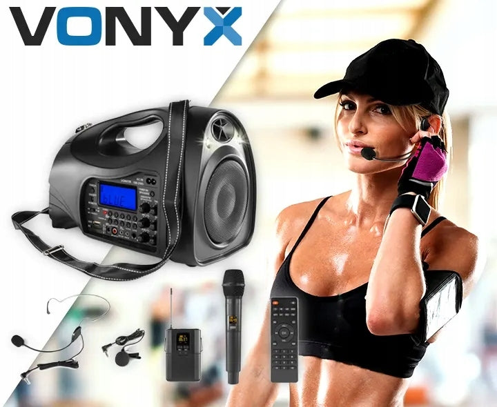 Portable Speaker BT USB FM MICROPHONES LED FLASHLIGHT Brand Vonyx