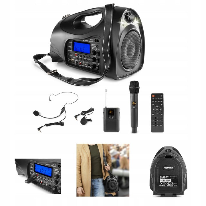 Portable Speaker BT USB FM MICROPHONES LED FLASHLIGHT