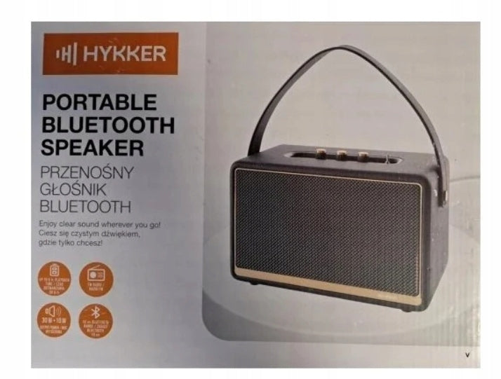 Portable Speaker Hykker Retro BTS30 Black 30W + 10W Bluetooth Packaging status original