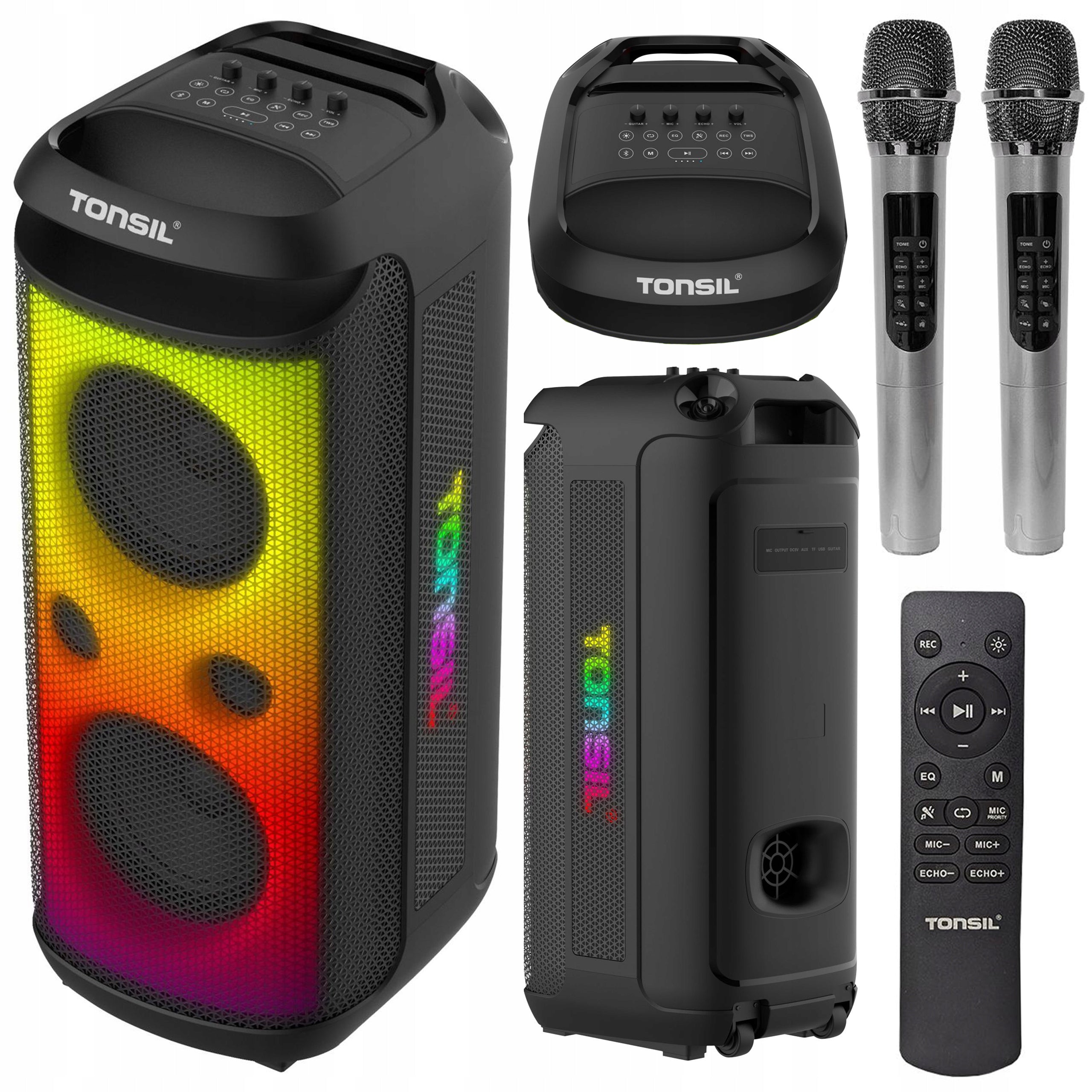 Portable Speaker TONSIL PartyDance 1600 BT LED USB TF AUX MIC 2x MICROPHONE