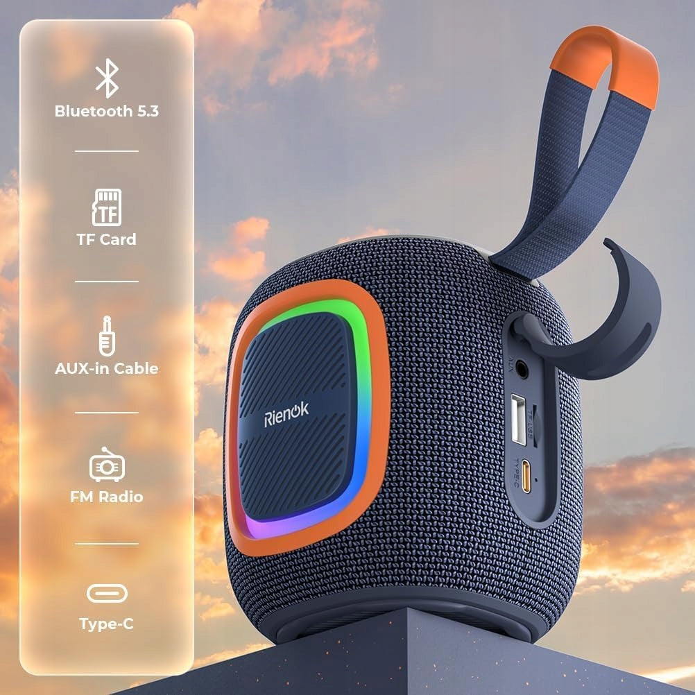 Portable Speaker With Bluetooth Radio AUX TF MIC USB Waterproof Rienok S2 Brand no brand