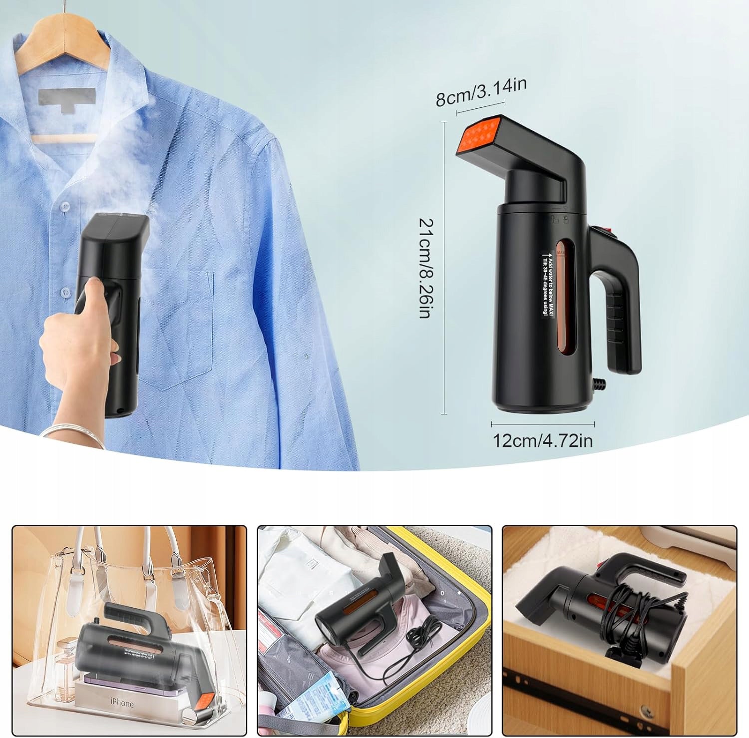 Portable Steam Iron 700w Handheld Clothes Steamer Crush Removal Foot type steel
