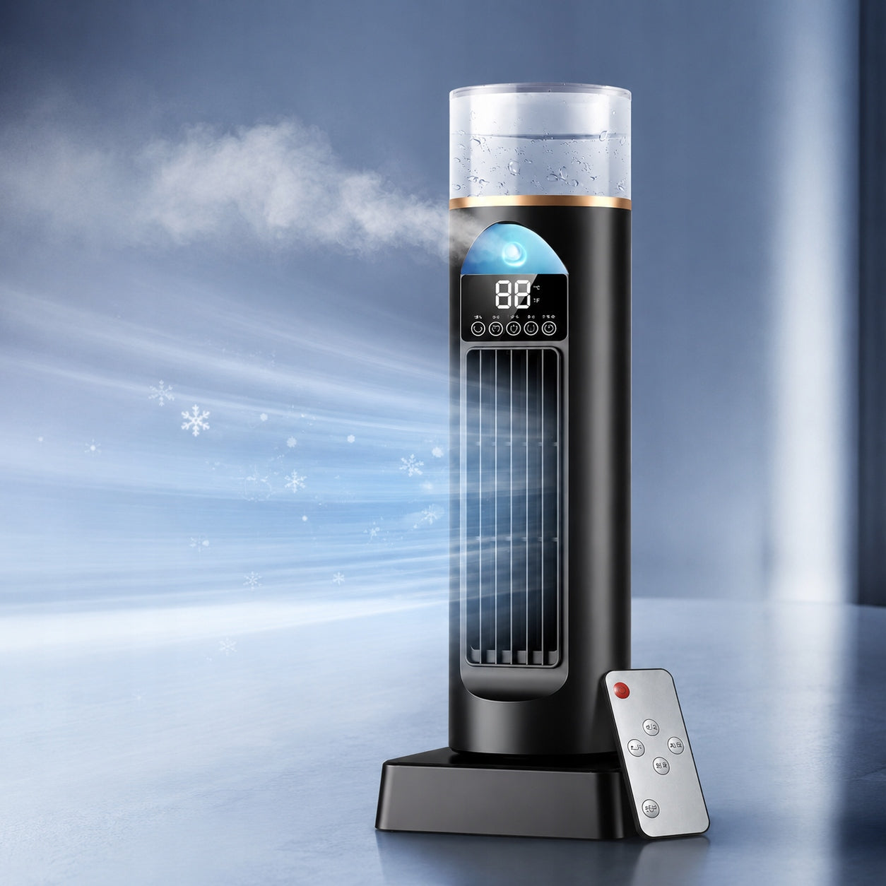 Portable Tower Air Cooler Fan with Remote, Humidifier,Timer, 6 Speeds Black Packaging status original