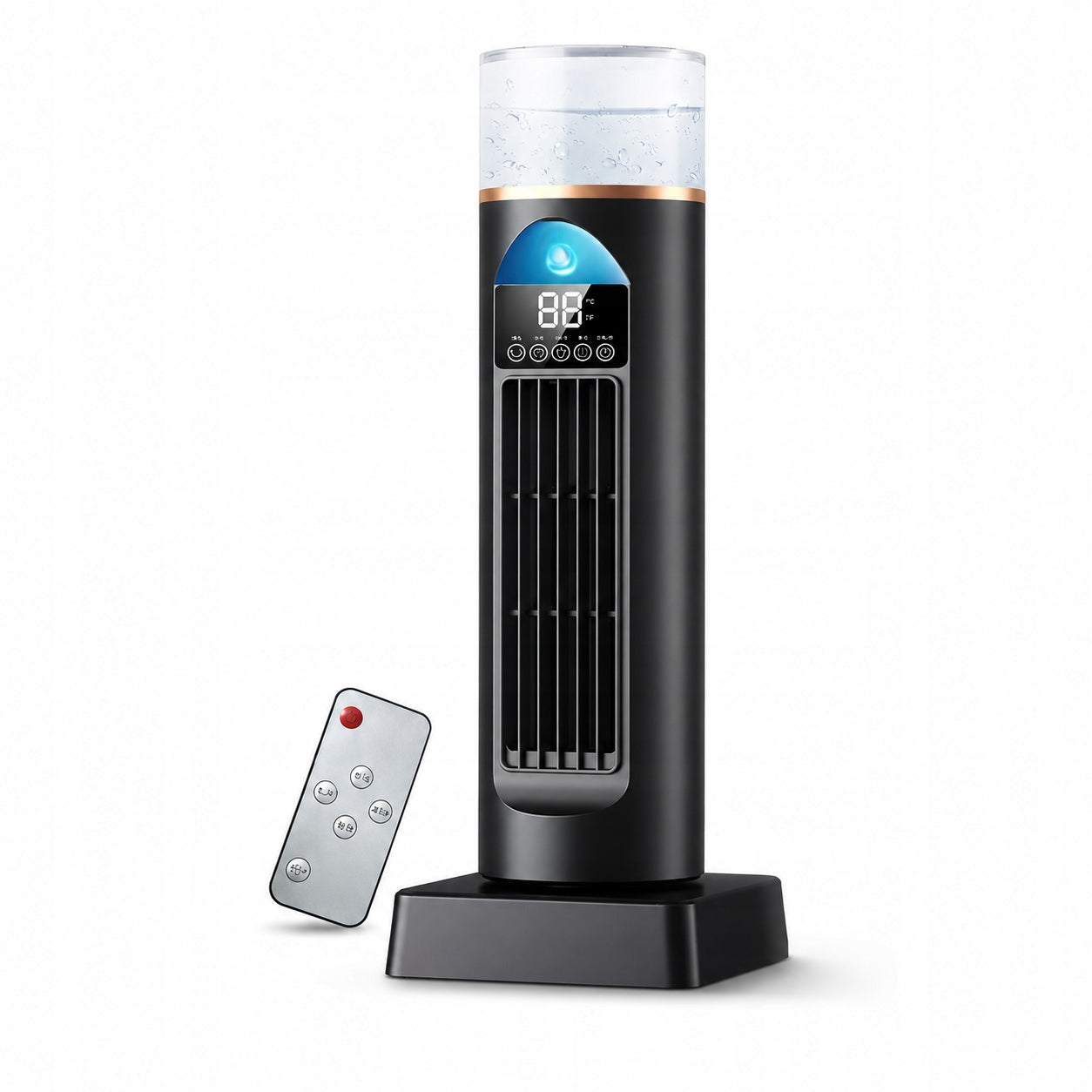 Portable Tower Air Cooler Fan with Remote, Humidifier,Timer, 6 Speeds Black