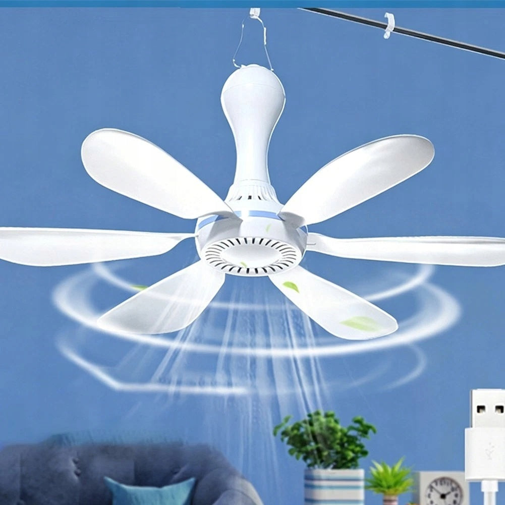Portable USB Ceiling Fan Powered DC 5V Quiet Fan for RV