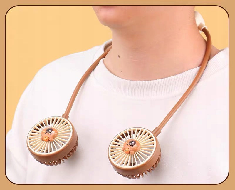 Portable USB Neck Fan, Cute Windmill with 2 Speeds Brand no brand