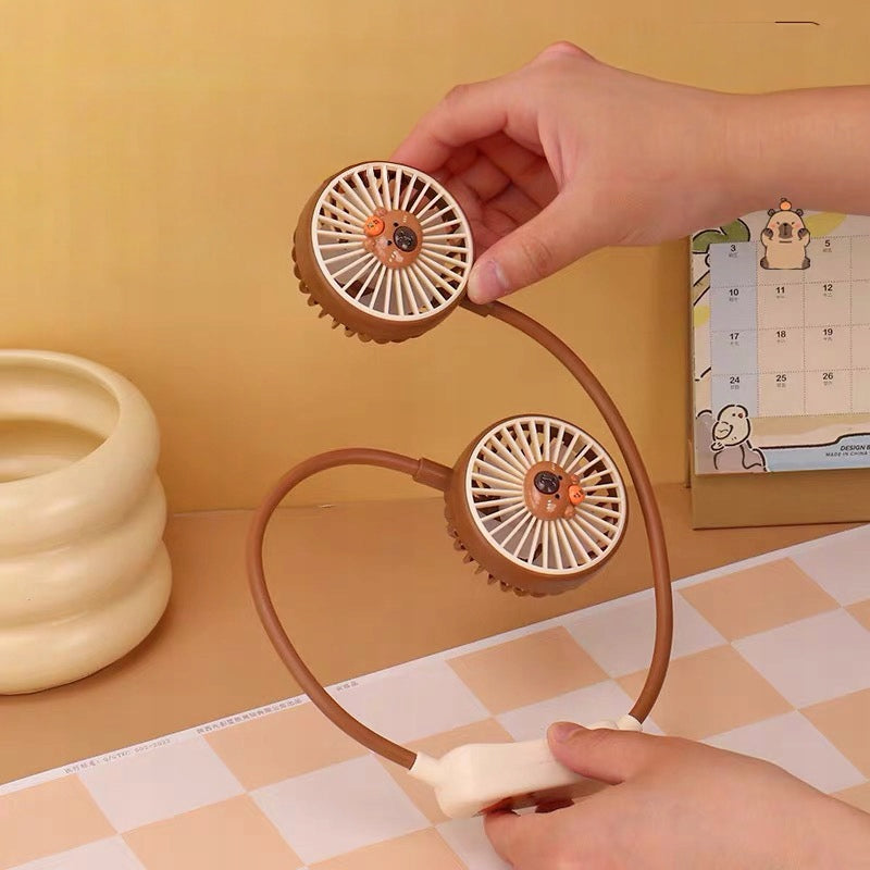 Portable USB Neck Fan, Cute Windmill with 2 Speeds Fan type mini