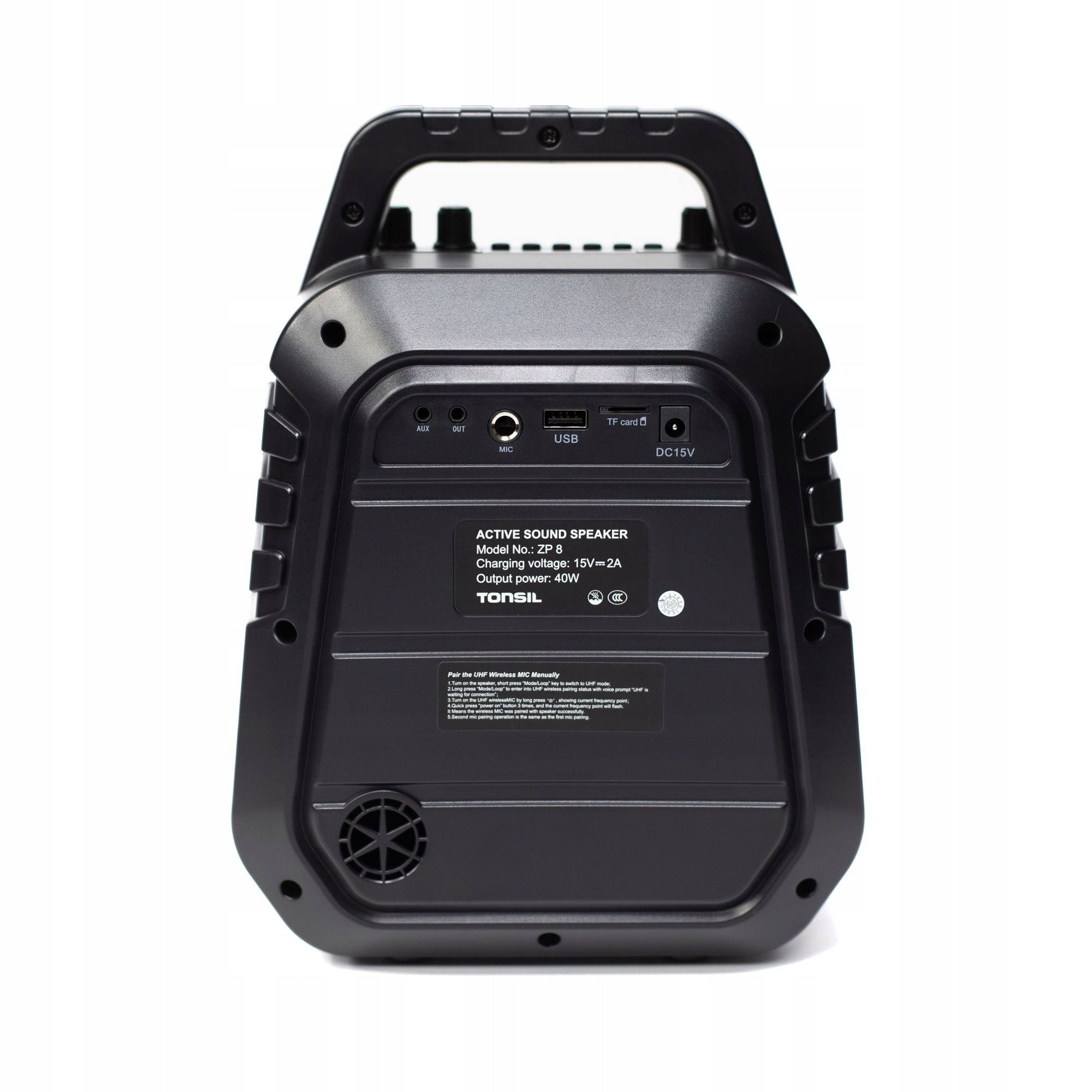 Portable Wireless Speaker Tonsil ZP 8 BT MP3 USB AUX Microphone + STRAP Manufacturer code ZP8 + Mikrofon Ręczny + Pasek