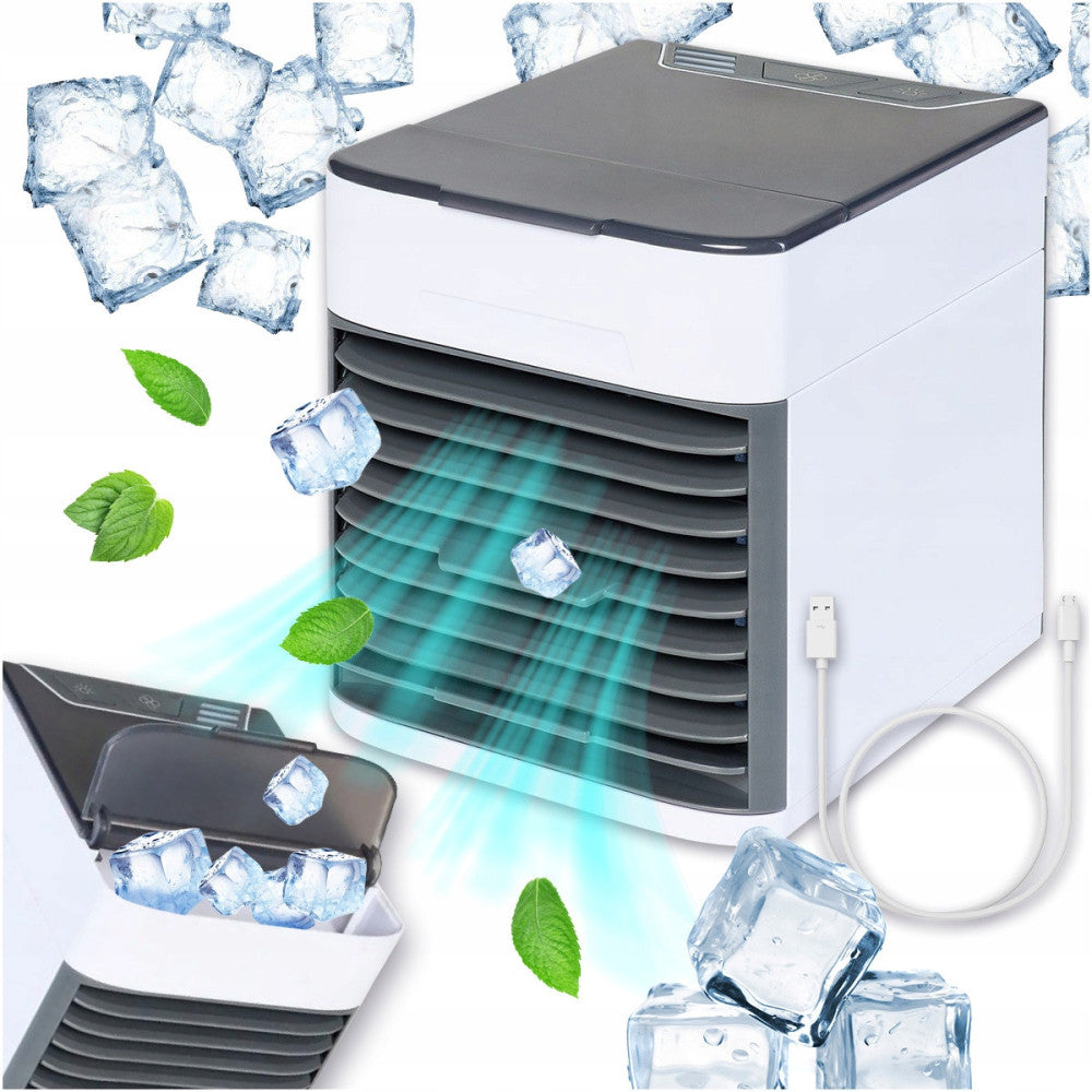 Portable air conditioner small 3in1 for water and ice white Manufacturer code PRZENOŚNY MAŁY KLIMATYZER USB