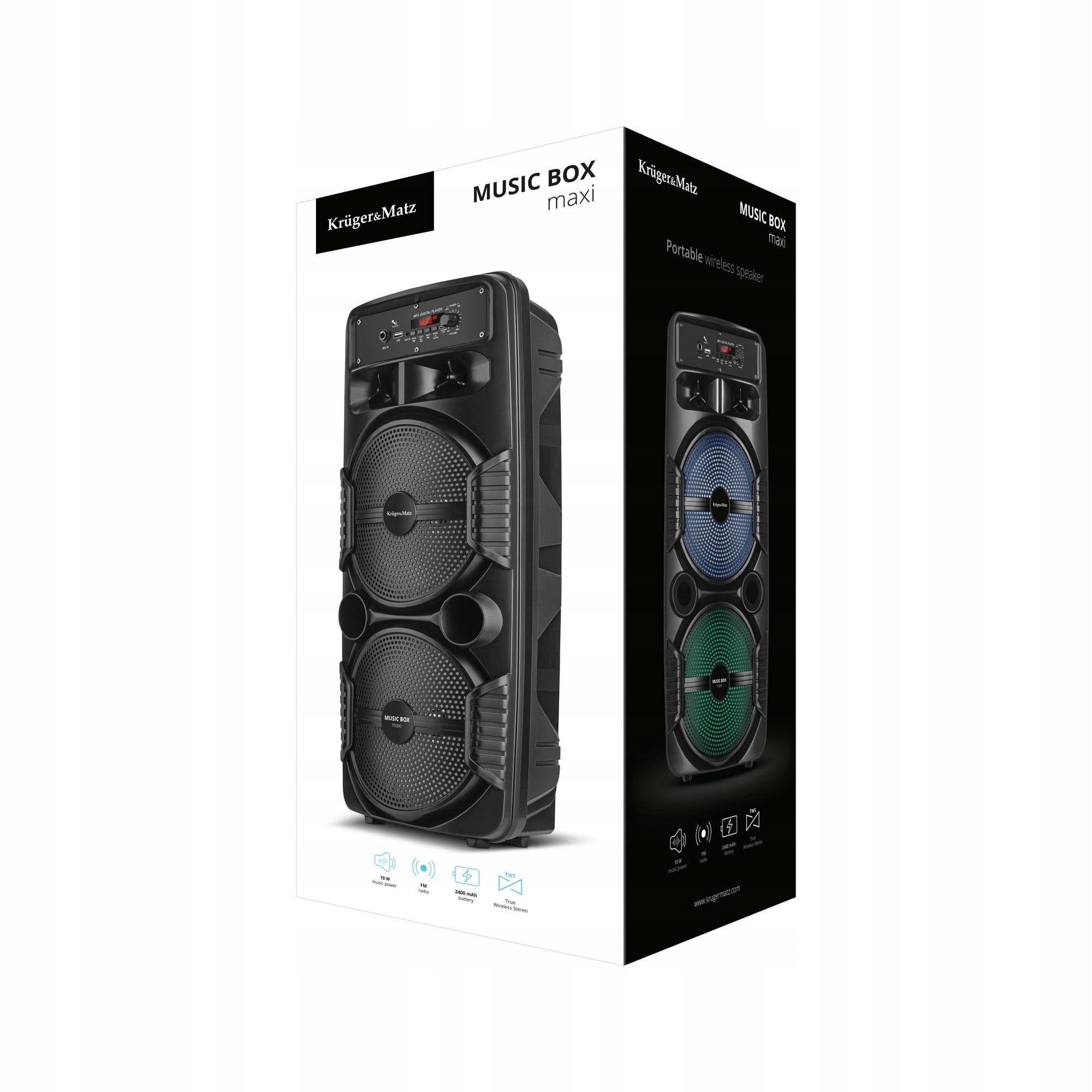Portable battery. FM USB karaoke speaker Bluetooth LED RGB Music Box Maxi Brand Kruger&Matz