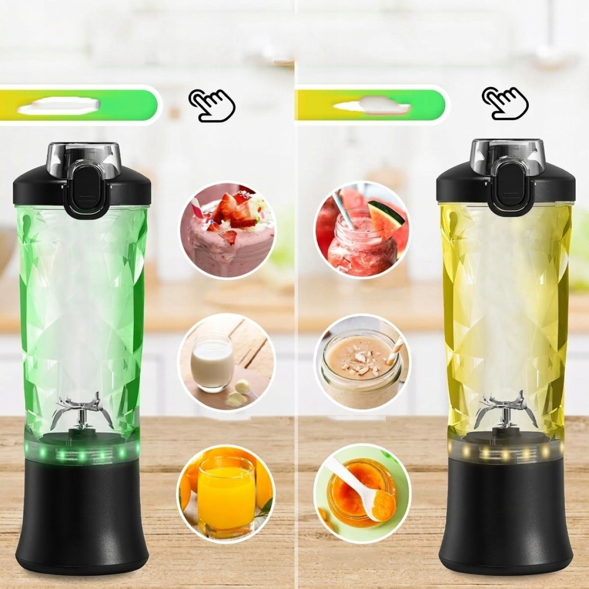 Portable blender 600ml USB-C – 6 blades, for smoothie, for travel Dominant color black