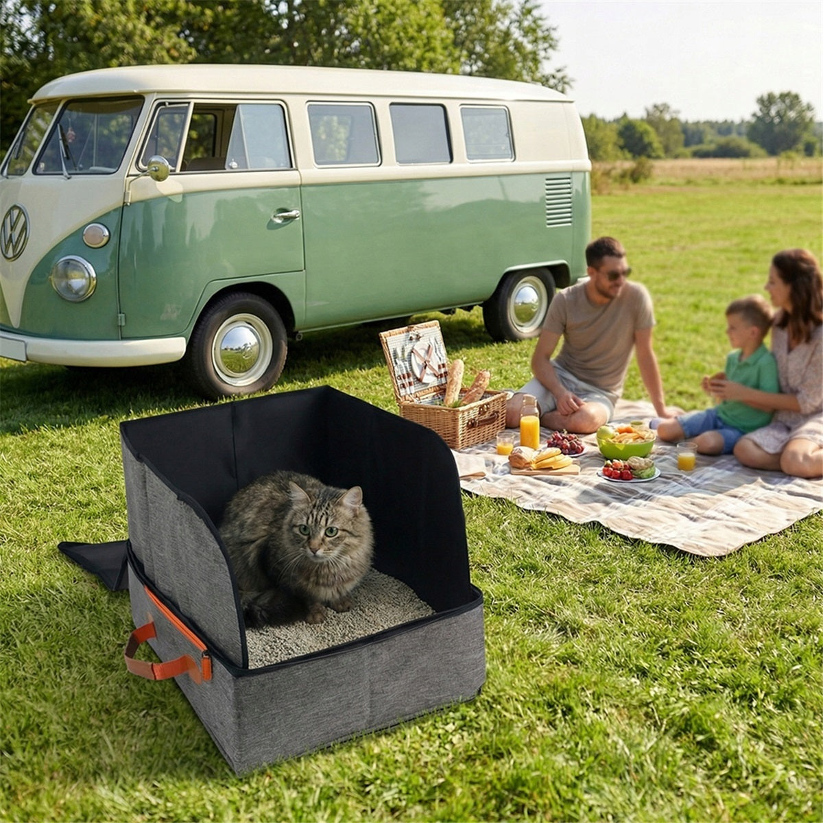 Portable cat litter box with anti-splash partition Kind closed litter box