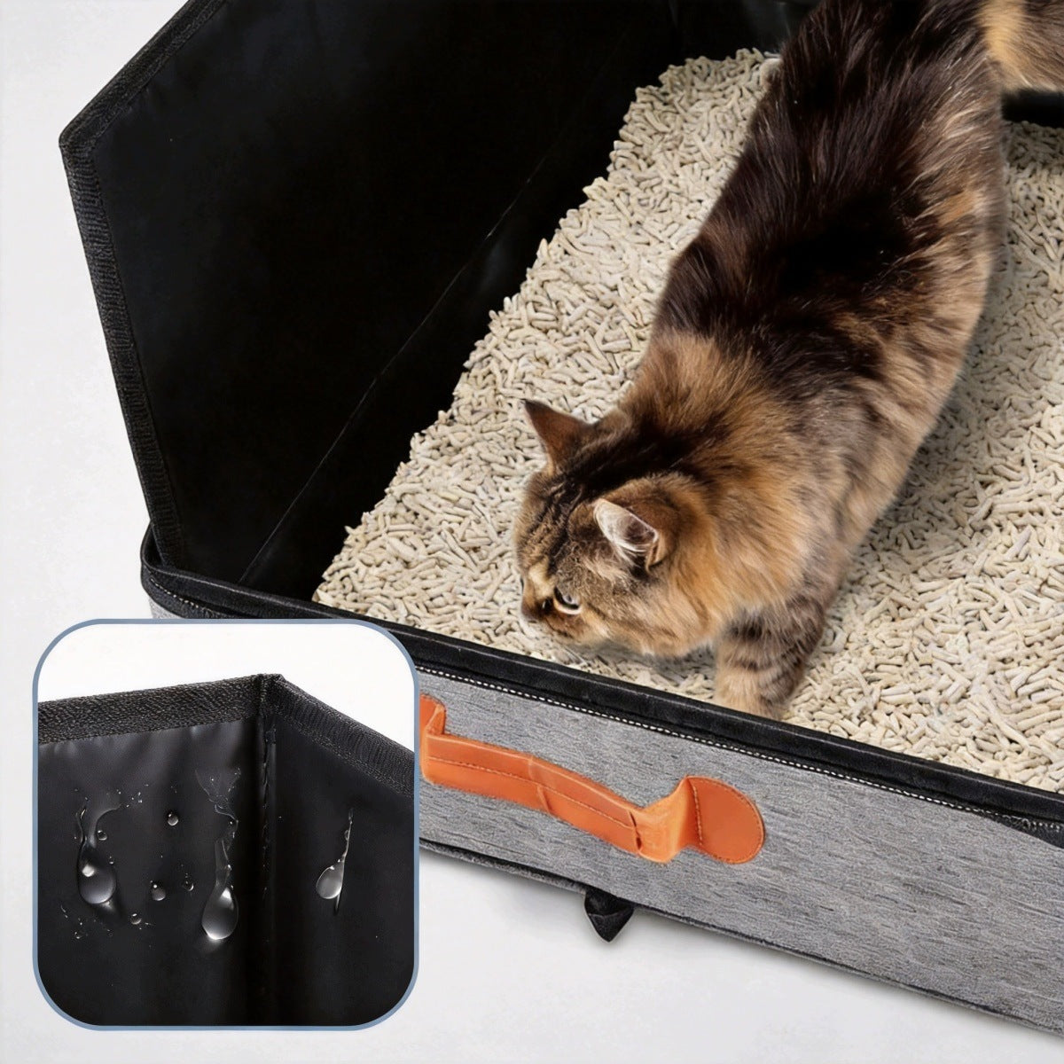 Portable cat litter box with spatula – tall, foldable, gray Manufacturer code 4048535806427