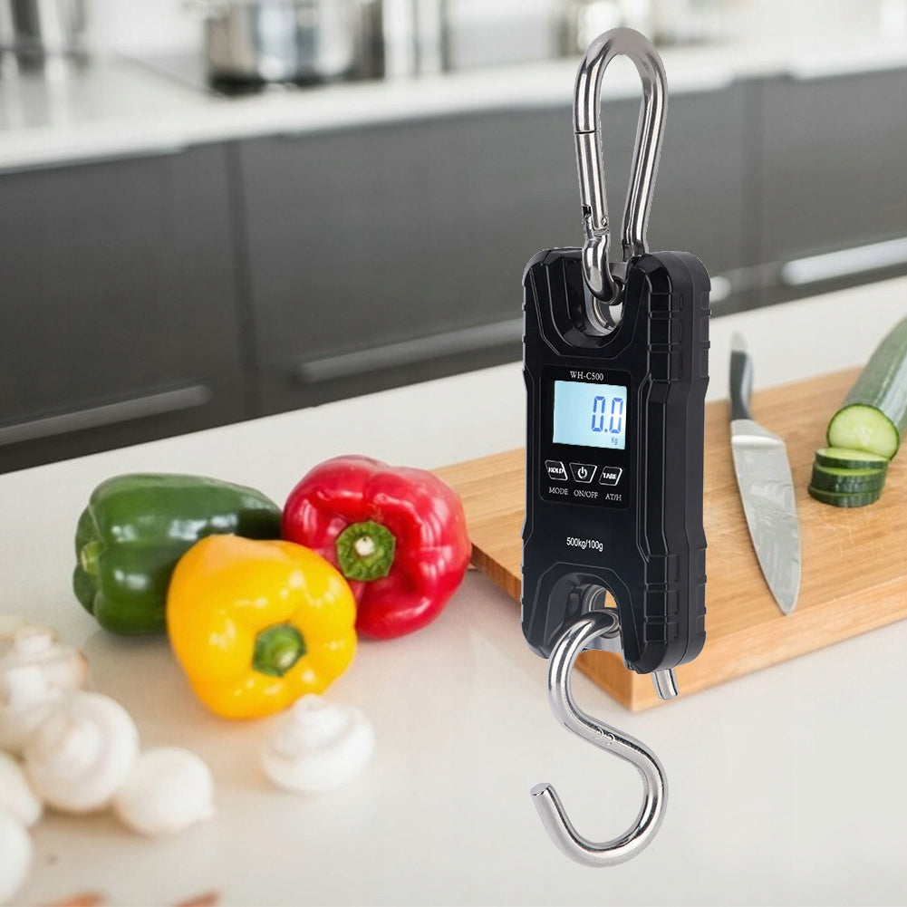 Portable digital electronic hanging scale weighing 500 kg, hook up to 25 Brand no brand