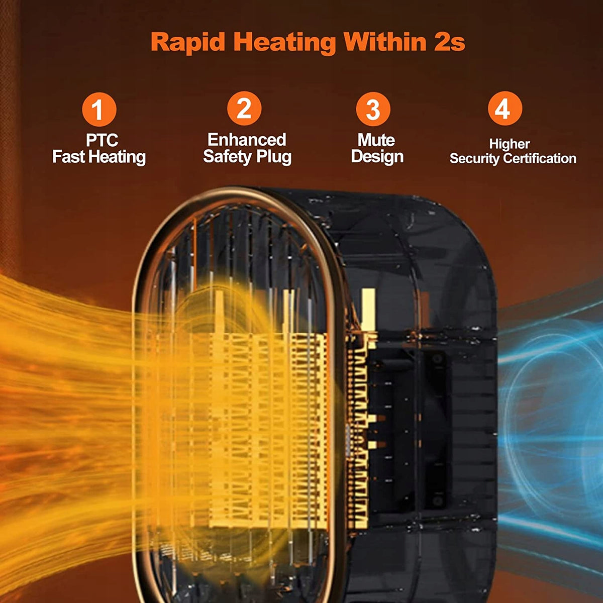 Portable electric heater 2 modes 1200W BLACK