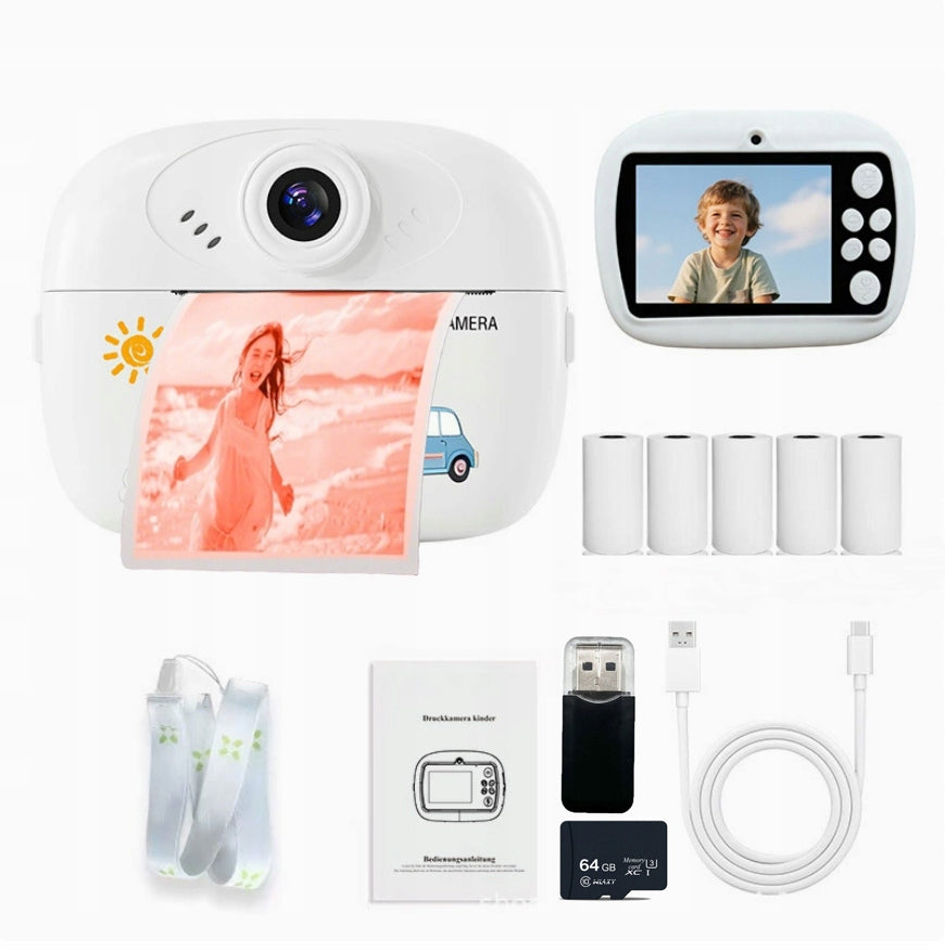 Portable instant camera for kids, color photos64GB Game